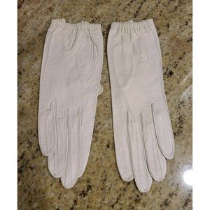Vtg 8" Soft White Cream Chevreau Gloves Size 6 Small Pearl Button Elastic Wrist